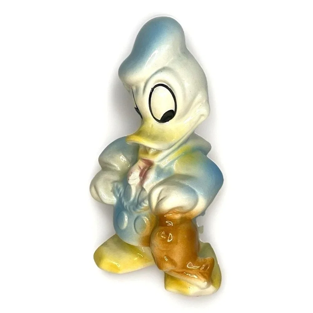 vtg 1940s 1950s Donald Duck ceramic Figurine Leeds China Disney fish